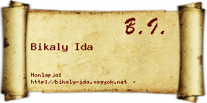 Bikaly Ida névjegykártya